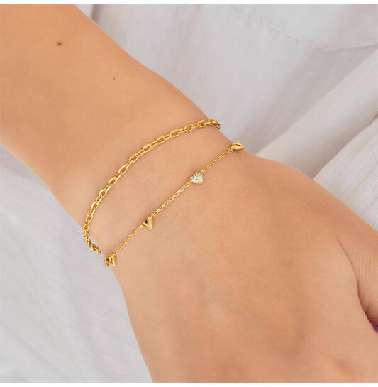 Starlit Drops - Link bracelets - Silver / 14kt GP - Zirconia - 18,5cm